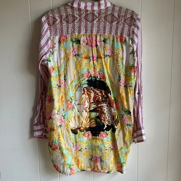 Aratta Silent Journey Pants and Top Embroidered Boho Birth of Venus Sz Med - Picture 9 of 16